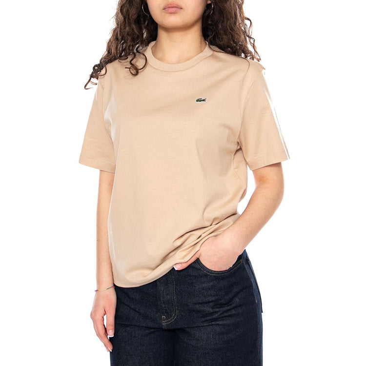 T-SHIRT Beige - Maglietta Girocollo Donna Beige TF7215 X6F LACOSTE 