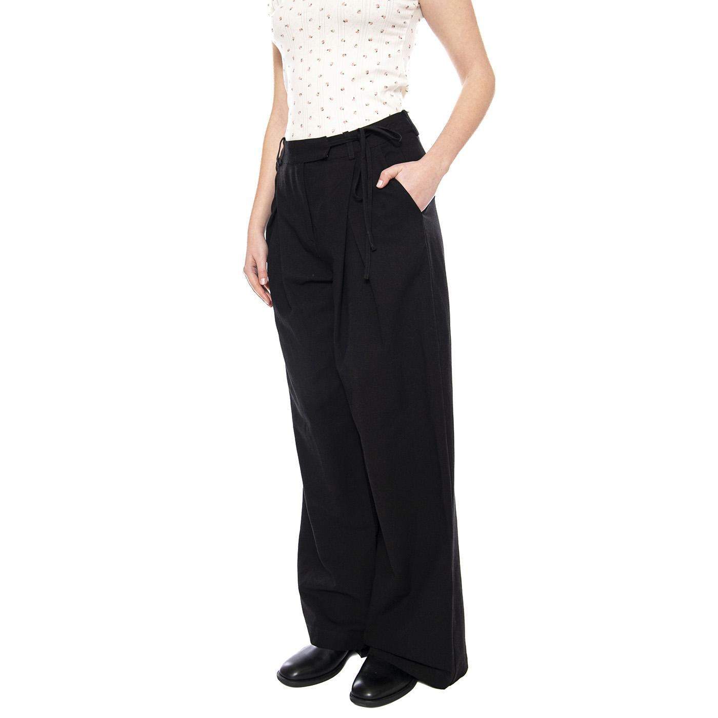 Gunli Pants - Pantaloni Donna Larghi Neri 232004191 999 MINIMUM 
