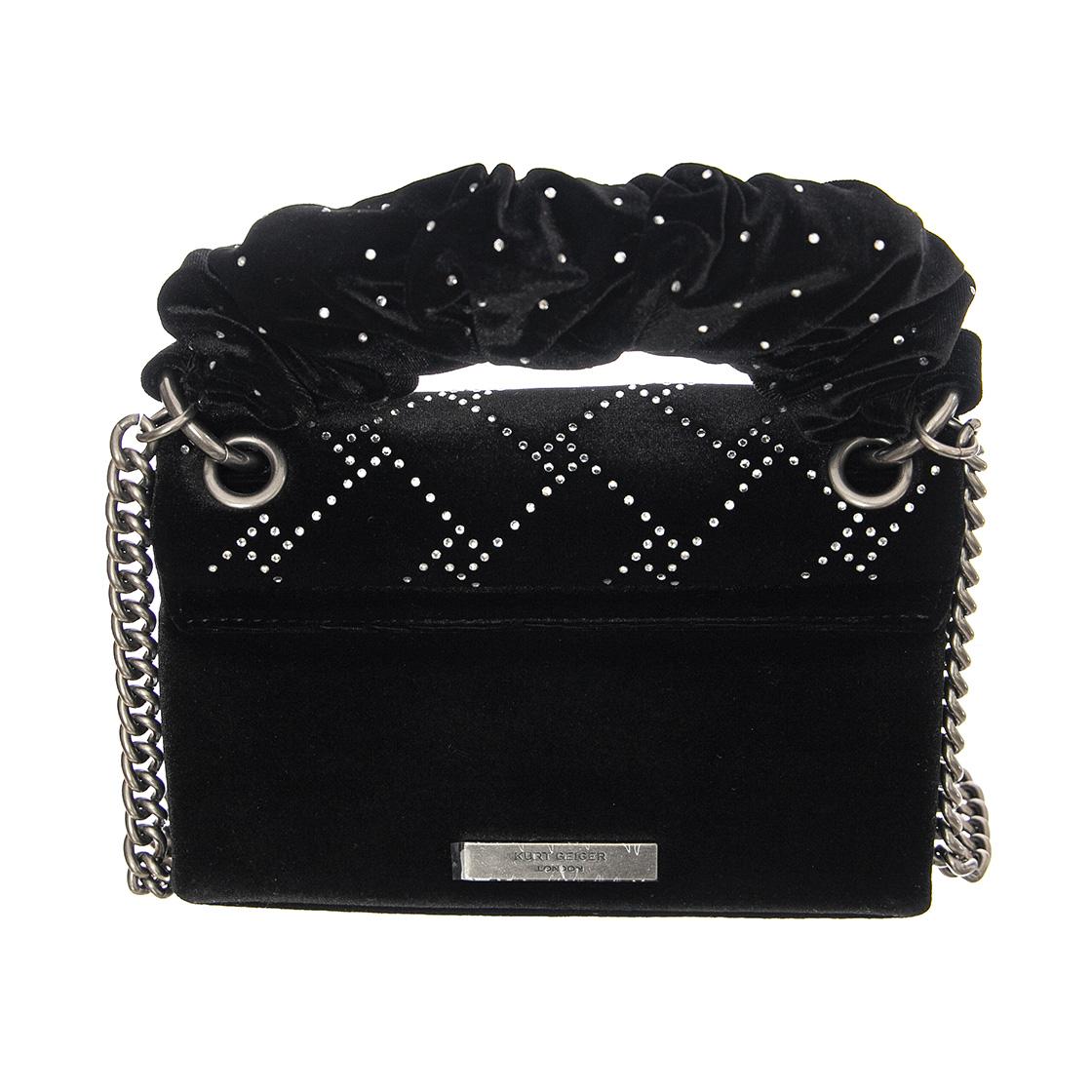 Kensington Velvet Mini - Borsa a Tracolla in Velluto Nero KGA3614309609-09  KURT GEIGER 