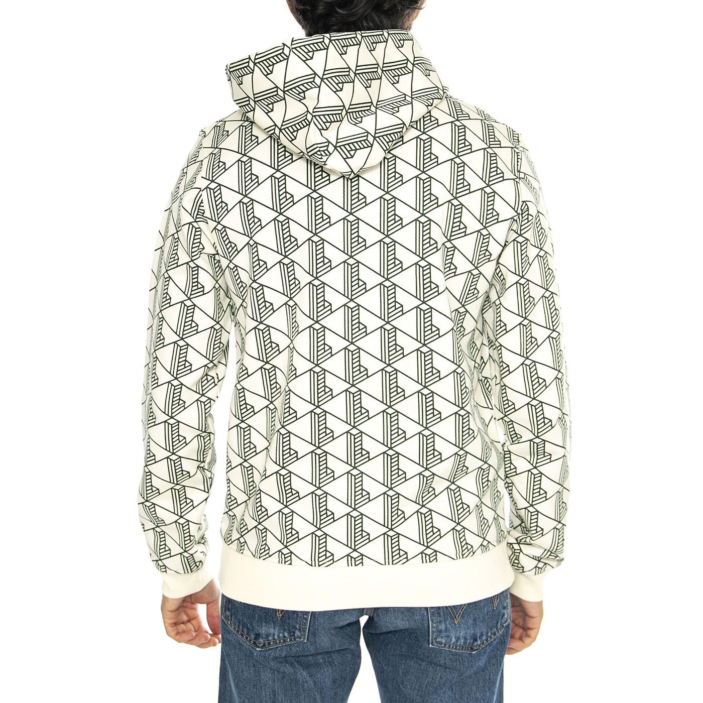 Lacoste Fleece-Hoodie mit Monogramm - Felpa con Cappuccio Uomo Bianca SH2855-00  LACOSTE 