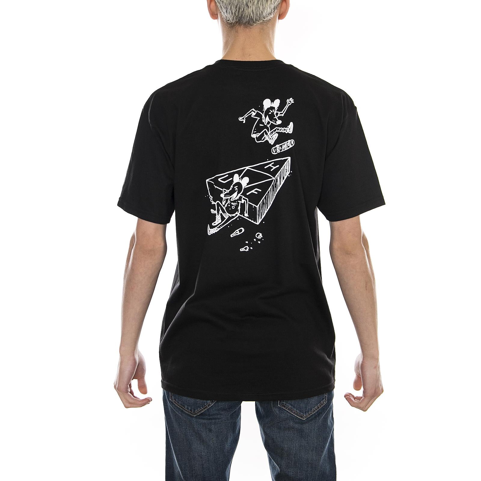 SK8 RAT TT S/S TEE BLACK TS00334-BLACK  HUF 