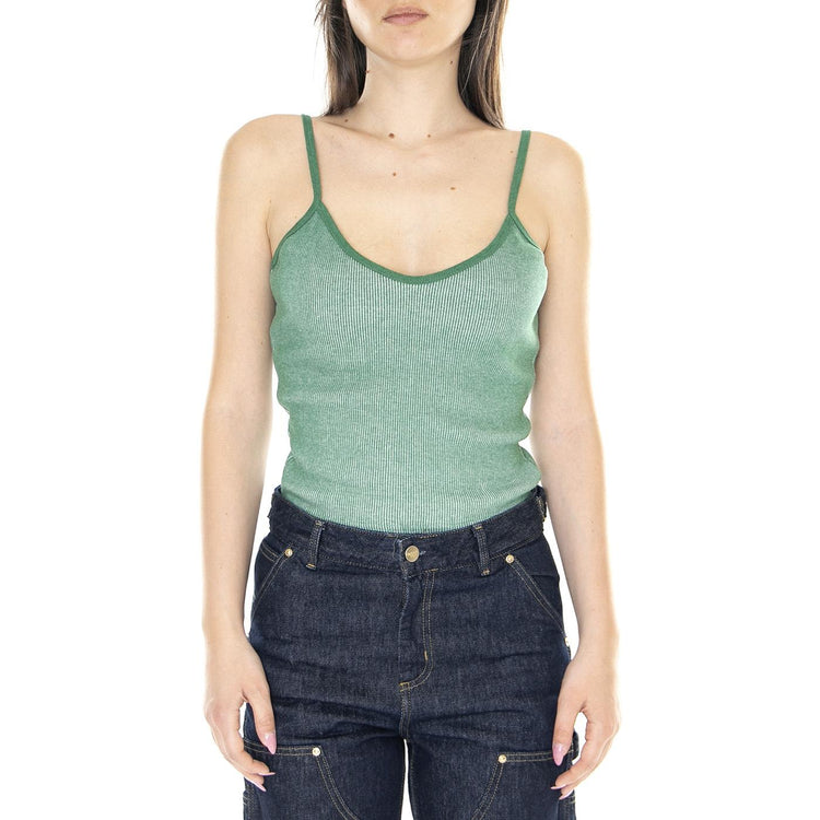 W' Eva Cropped Tank Palm Leaf Multi - Canotta Donna Verde 234050140-PLF  OBEY 