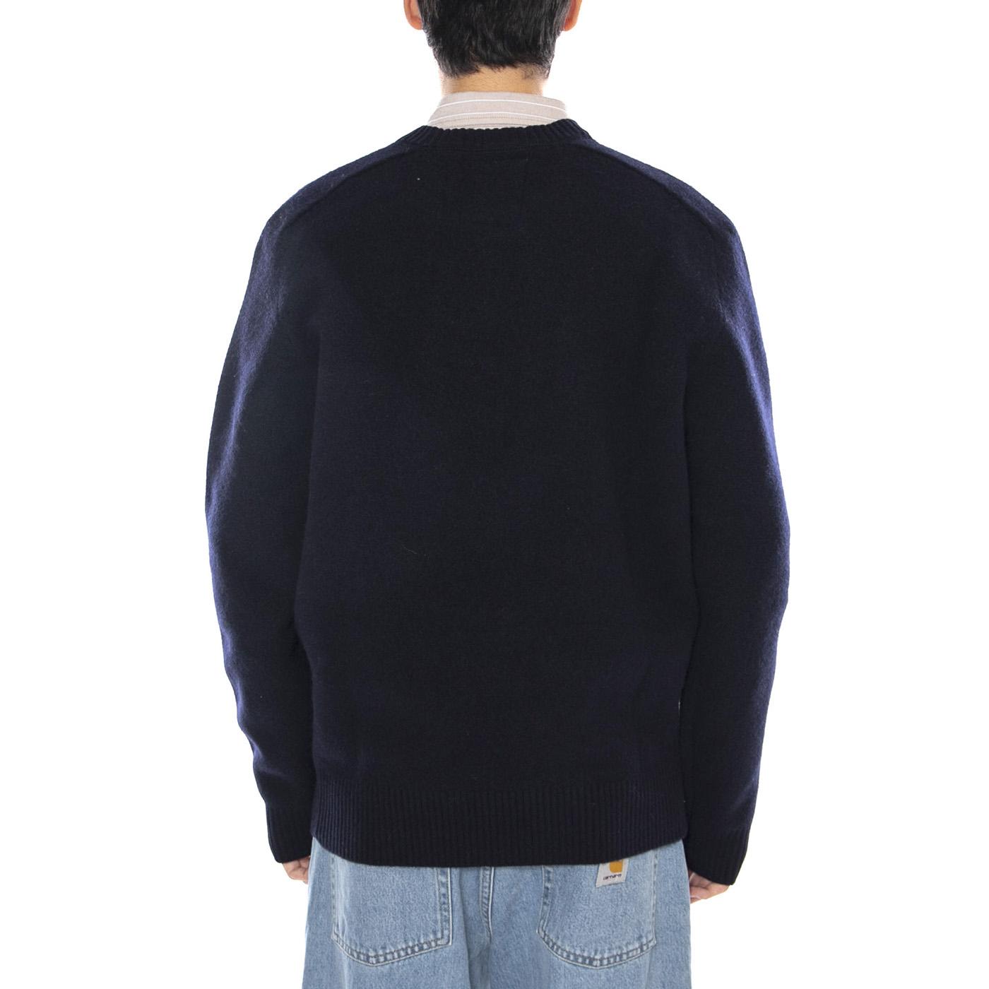 Boiled Wool Sweater Peacoat - Maglione Girocollo Uomo Blu 112371679  WRANGLER 