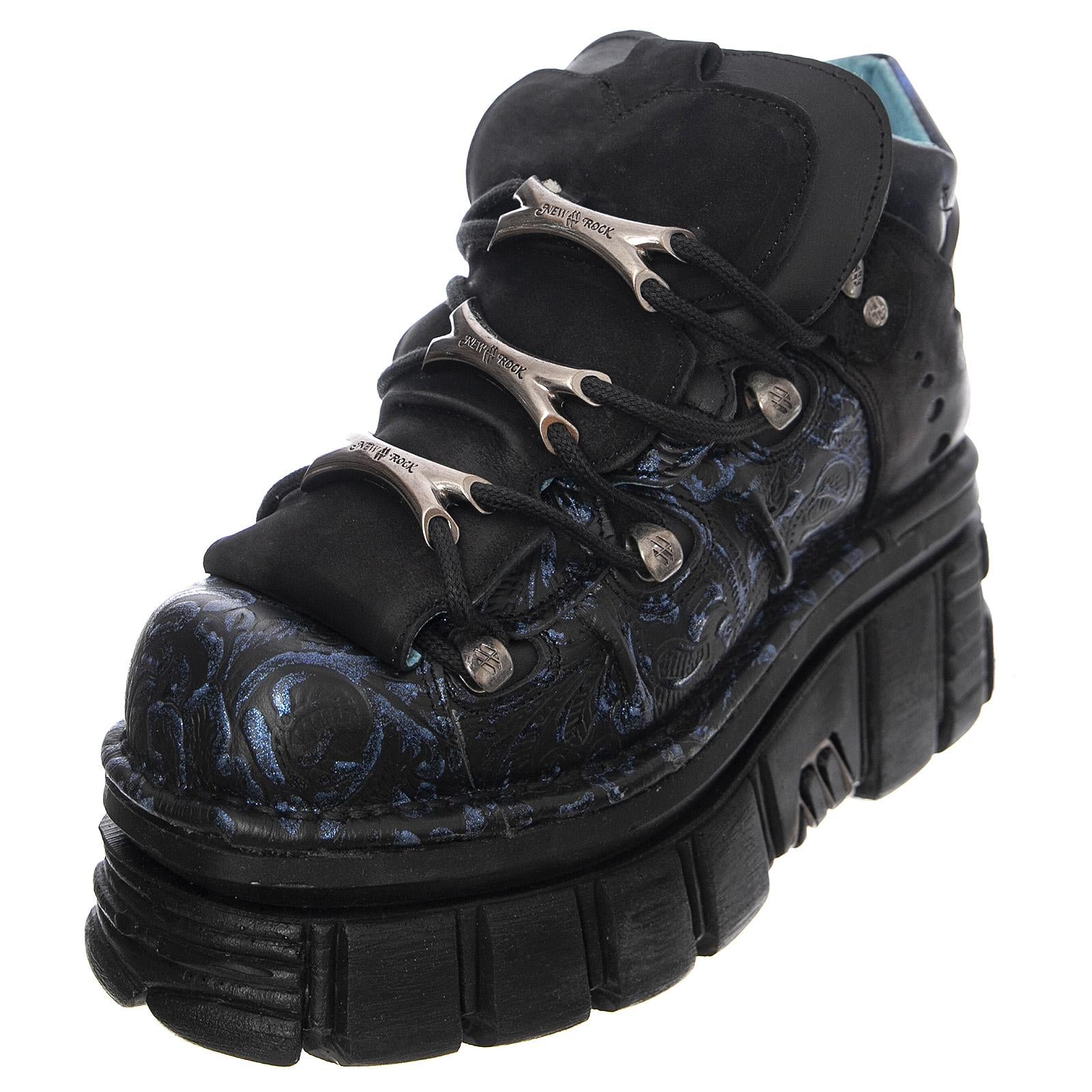 Womens 106B-C9 Shoes - Vintage Flower Azul - Scarpe Stringate Profilo Basso Donna Multicolore 40 NRSM-106B-C9  NEW ROCK 