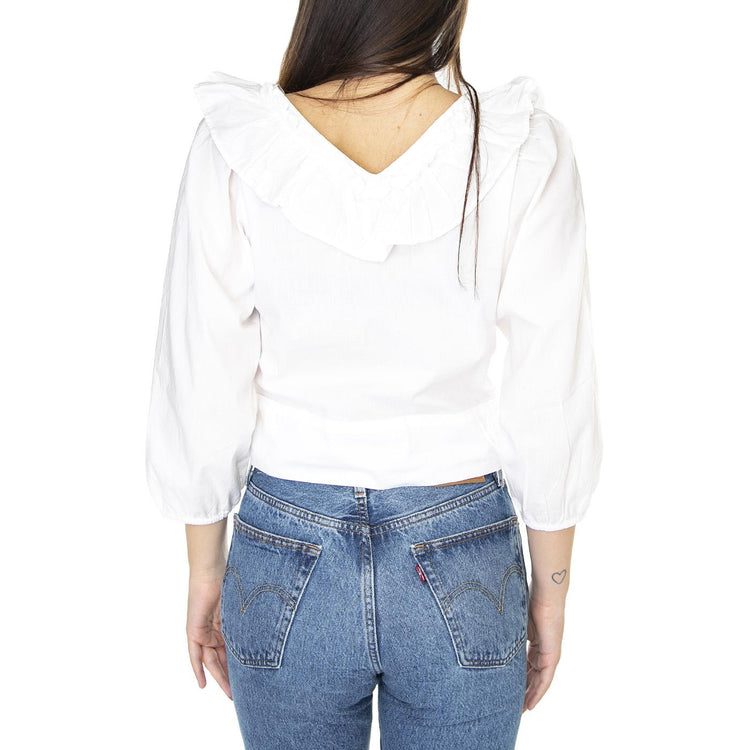 Western Frill Blouse Worn White - Camicia Donna Bianca W5S26SW02  WRANGLER 