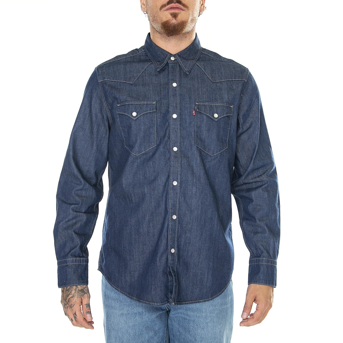 M' Barstow Western Standard Red Cast Rinse Marbled TH 2H 19 Shirt - Camicia Uomo Denim Jeans Blu 85744-0000  LEVIS 