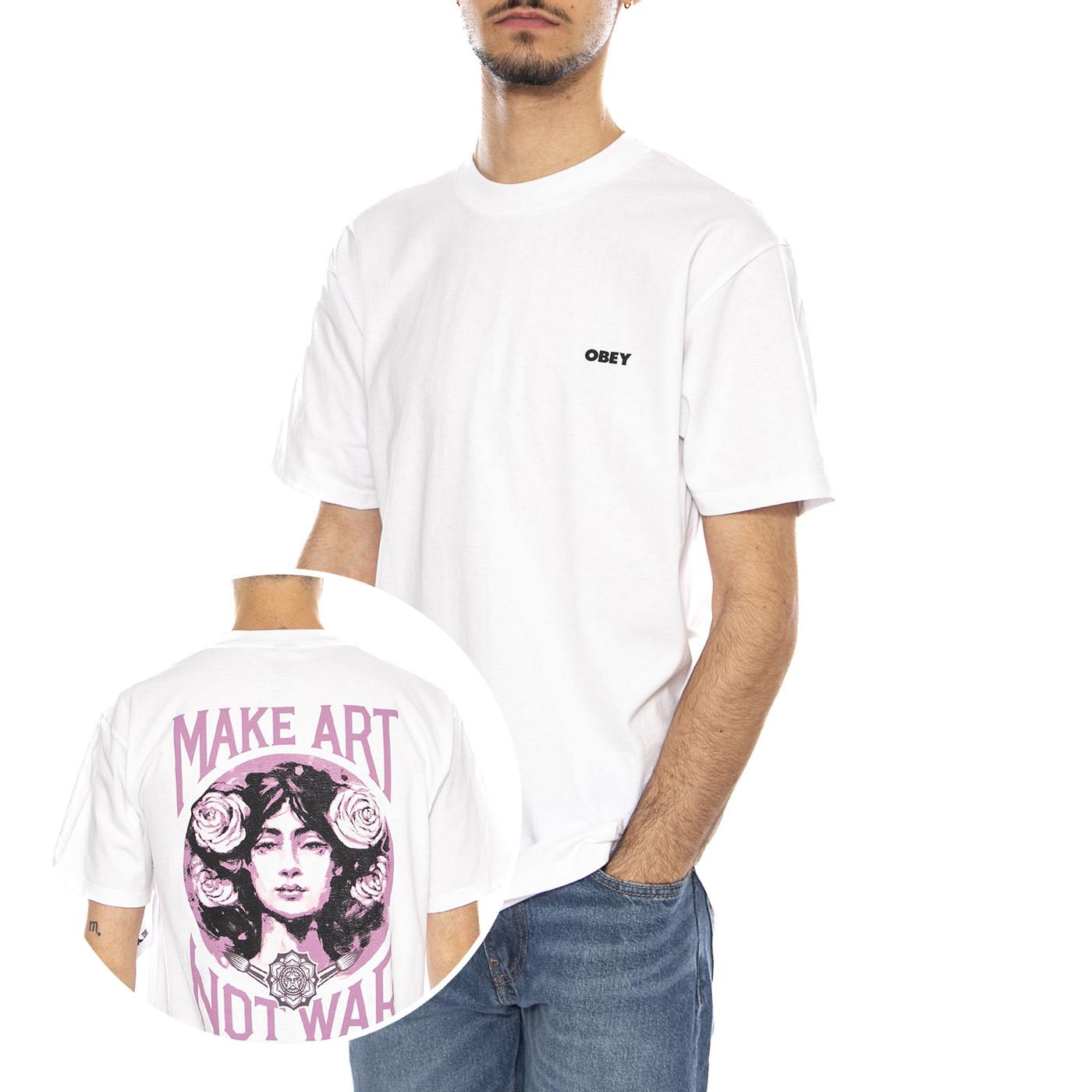 Obey Make Art Not War Tee -- Maglietta Girocollo Uomo Bianca 165264062 WHT OBEY 