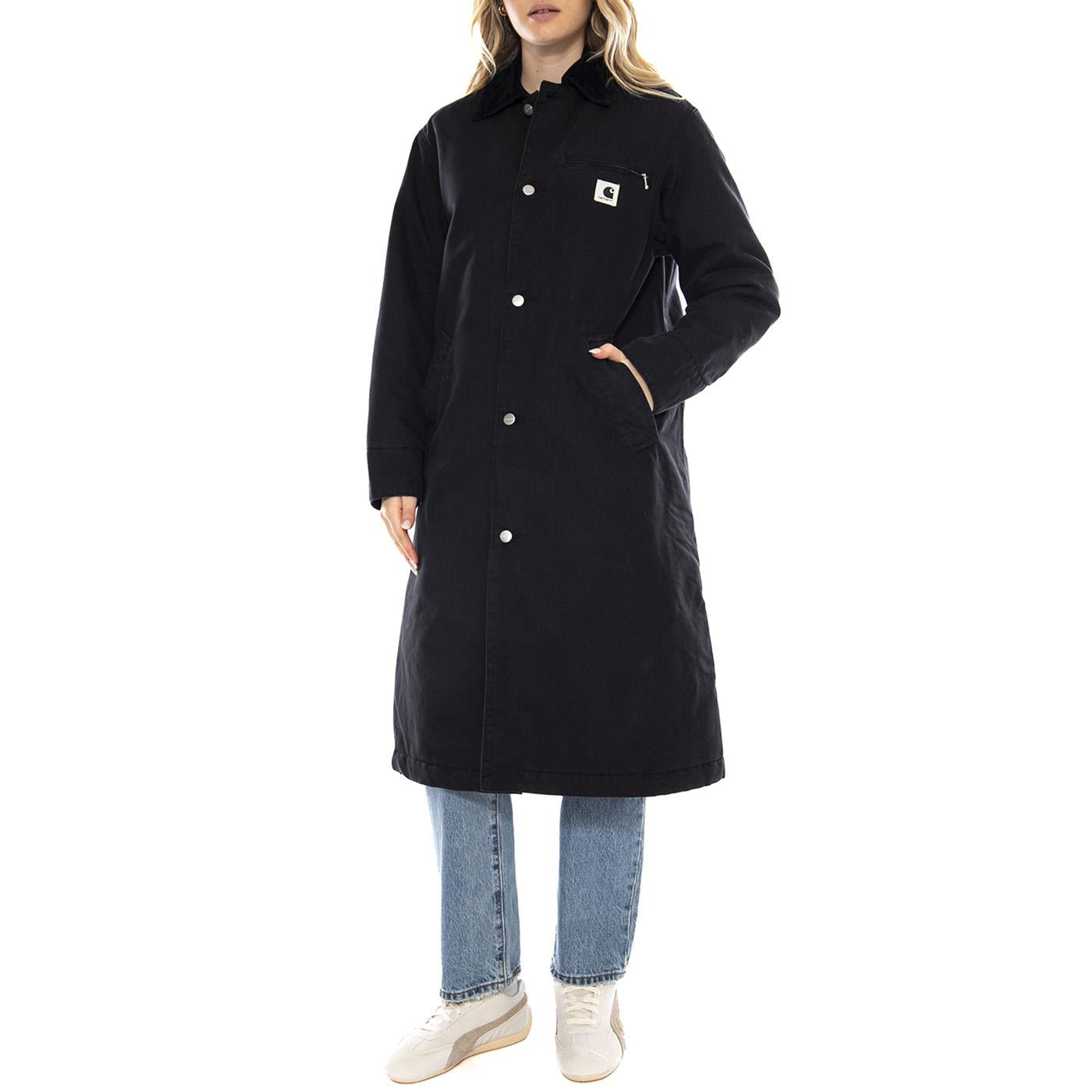 W Carhartt Webster Coat - Black / Black Stone Washed - Cappotto Donna I035676_00E_06 . CARHARTT WIP 