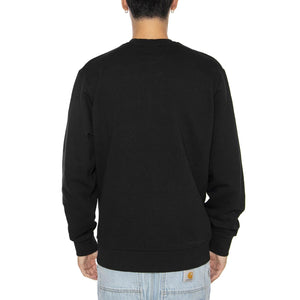 Script Embroidery Sweat Black / White - Felpa Girocollo Uomo Nera I034496-0D2  CARHARTT WIP 