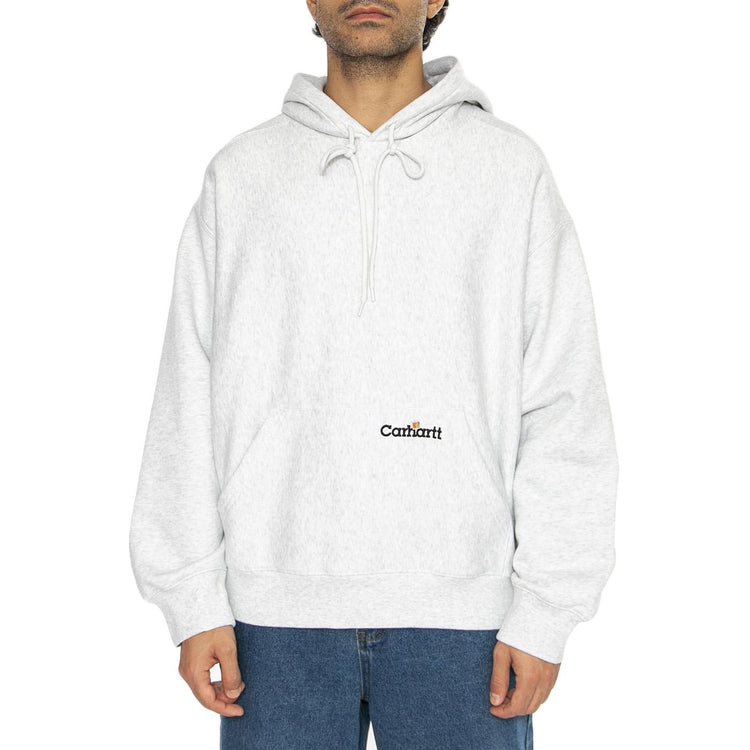 Hooded Label Script Sweat Ash Heather - Felpa con Cappuccio Uomo Grigia I034430.482XX  CARHARTT WIP 