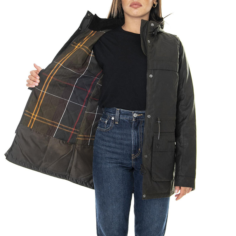 Cassley - Giacca Invernale con Cappuccio Donna Verde LWX1080-OL71-FW21  BARBOUR 