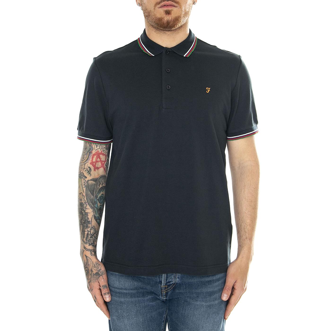 Alvin Tipped Collar Tru Navy Polo - Polo Uomo Verde F4KMD047412  FARAH 