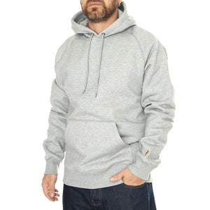 Hooded Chase Sweat Grey Heather / Gold - Felpa con Cappuccio Uomo Grigia I033661.00MXX  CARHARTT WIP 