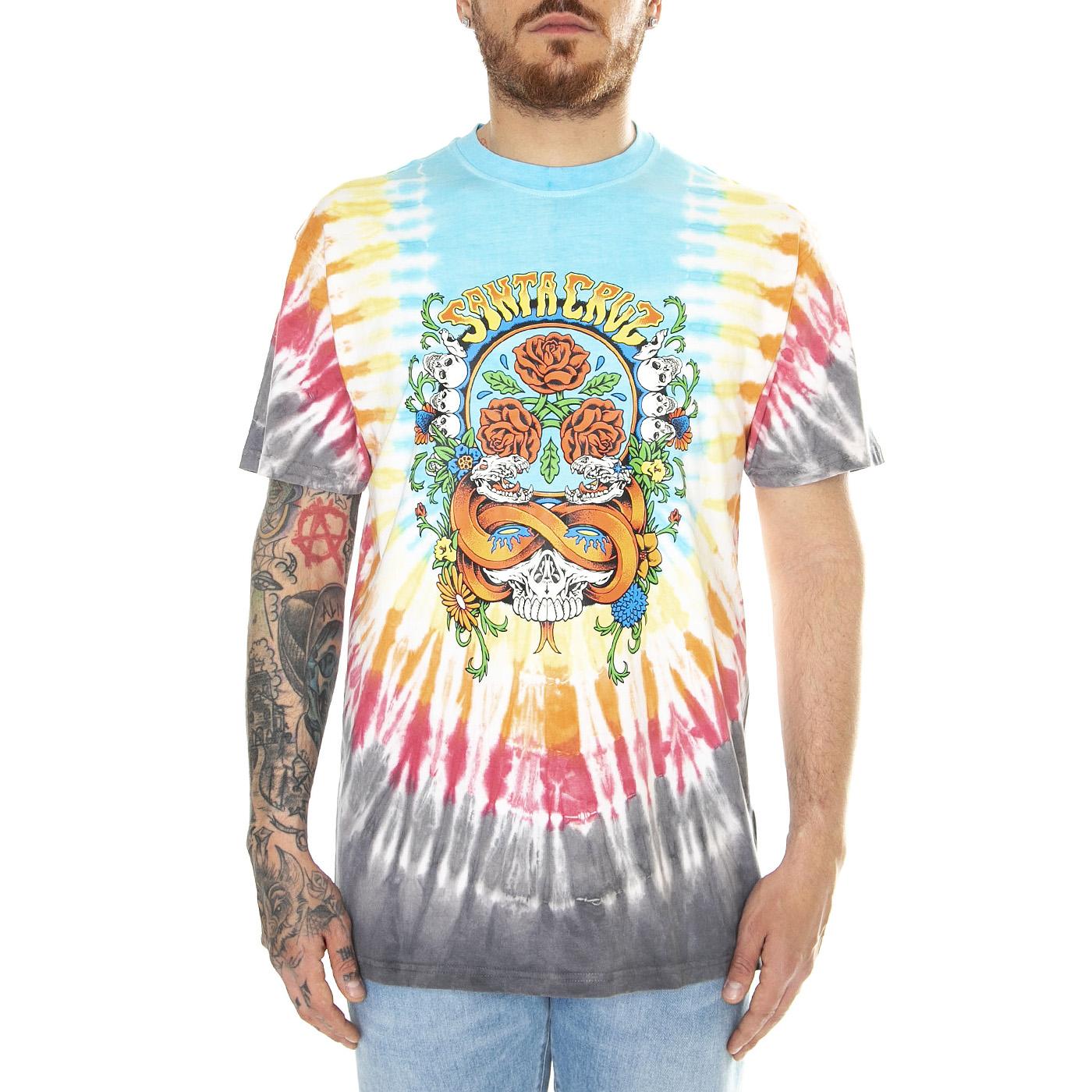 Dressen Rose Crew Three Front Black Rainbow - Maglietta Girocollo Uomo Multicolore SCA-TEE-10941  SANTA CRUZ 