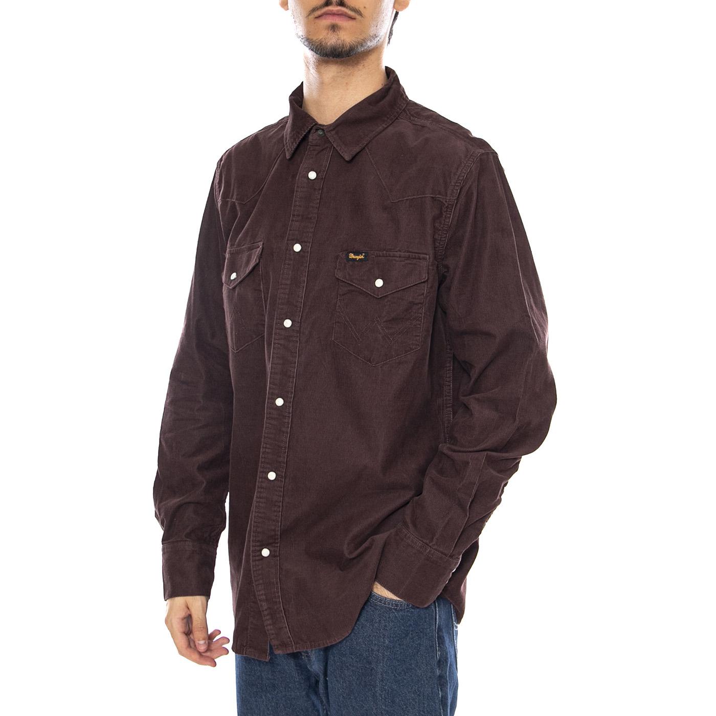 Western Cord Shirt Mahogany - Camicia in Velluto Uomo Marrone 112371428  WRANGLER 