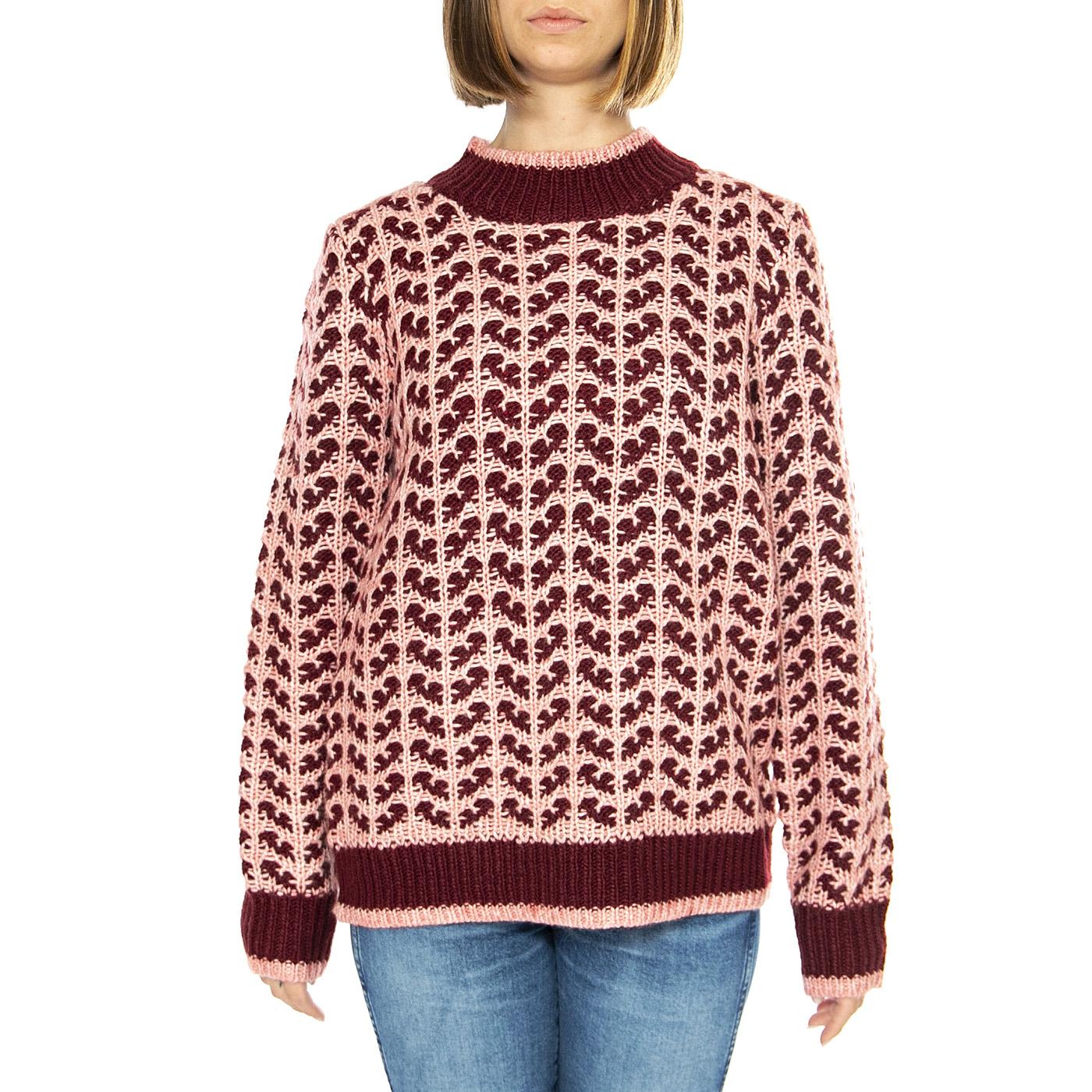 Jersey Vino / Rosa Jacquard - Maglione Donna Multicolore 15010313  MD'M 