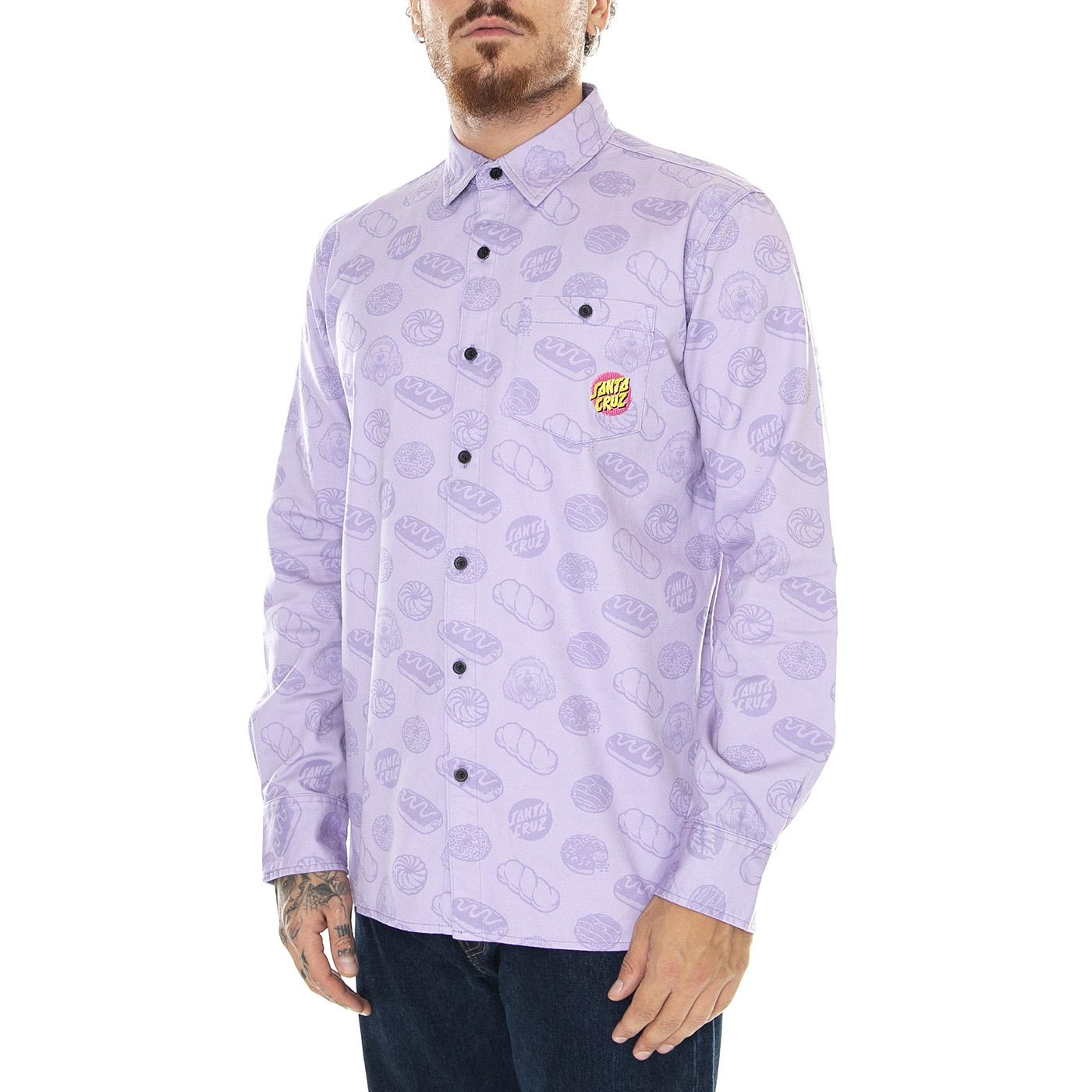 McCoy Donut Dog Shirt Digital Lavender - Camicia Uomo Viola McCoy Donut Dog Shirt DigitalL . SANTA CRUZ 
