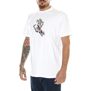 Bone Hand Cruz Front T-Shirt White - Maglietta Girocollo Uomo Bianca Bone Hand Cruz Front White . SANTA CRUZ 