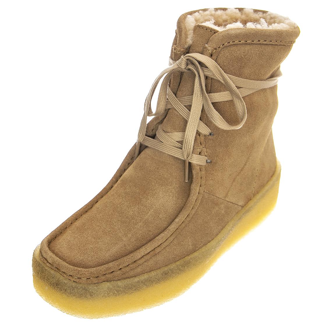 Wallabee Cup Hi Light Tan Suede - Stivaletti Stringati Donna Beige 634124  CLARKS 