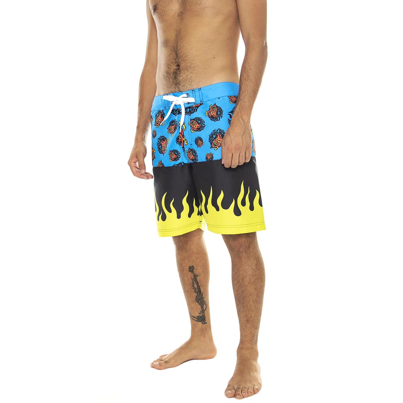 Delfino Devil Mask Blue - Costume da Bagno Uomo Multicolore SCA-SHR-5122  SANTA CRUZ 