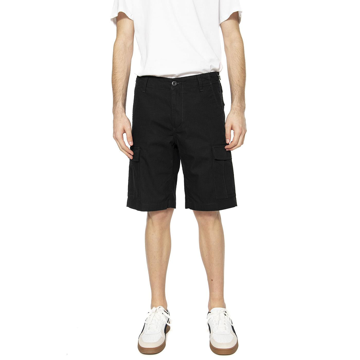 Mens Aviation Shorts - Black Rinsed - Bermuda Cargo Uomo Neri I028245.89.02.00  CARHARTT WIP 