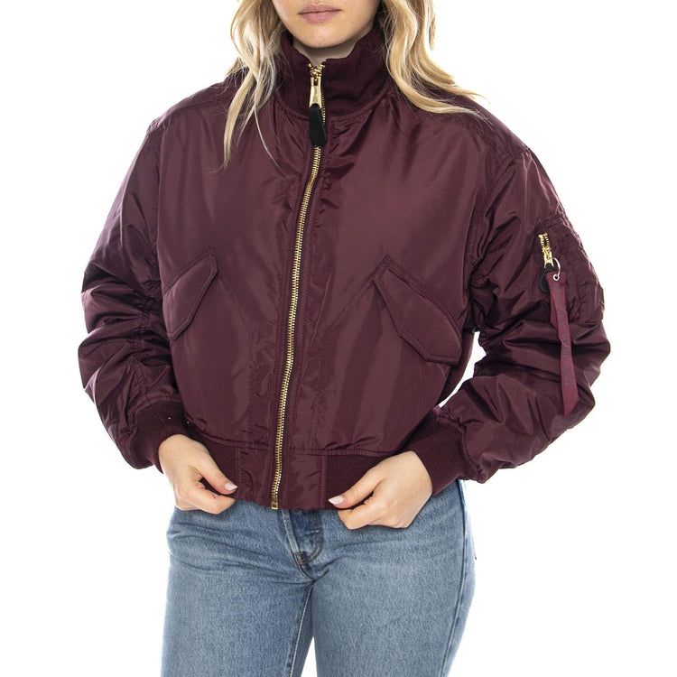 MA-1 Cropped Bomber -- Giacca Donna Dark Cherry Bordeaux F258010 608 ALPHA INDUSTRIES 