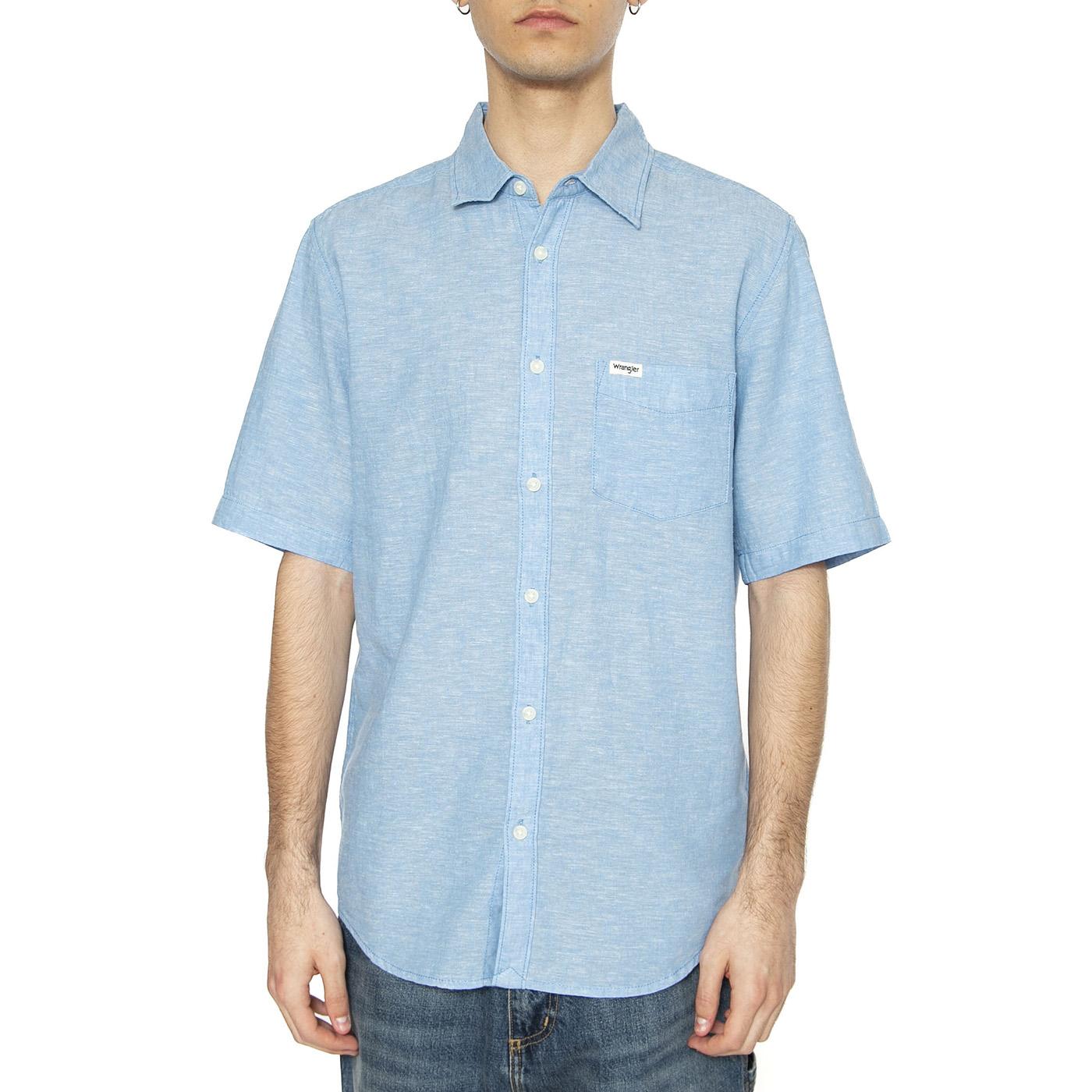 SS Shirt Pacific Blue - Camicia Maniche Corte Uomo Multicolore 112362731  WRANGLER 