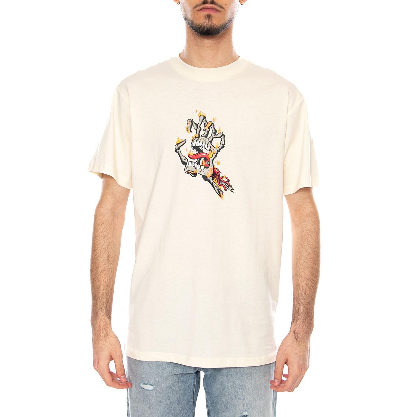 Burnt Bone Hand Unbleached Cotton - Maglietta Girocollo Uomo Beige SCA-TEE-12921 Unbleached Cotton SANTA CRUZ 