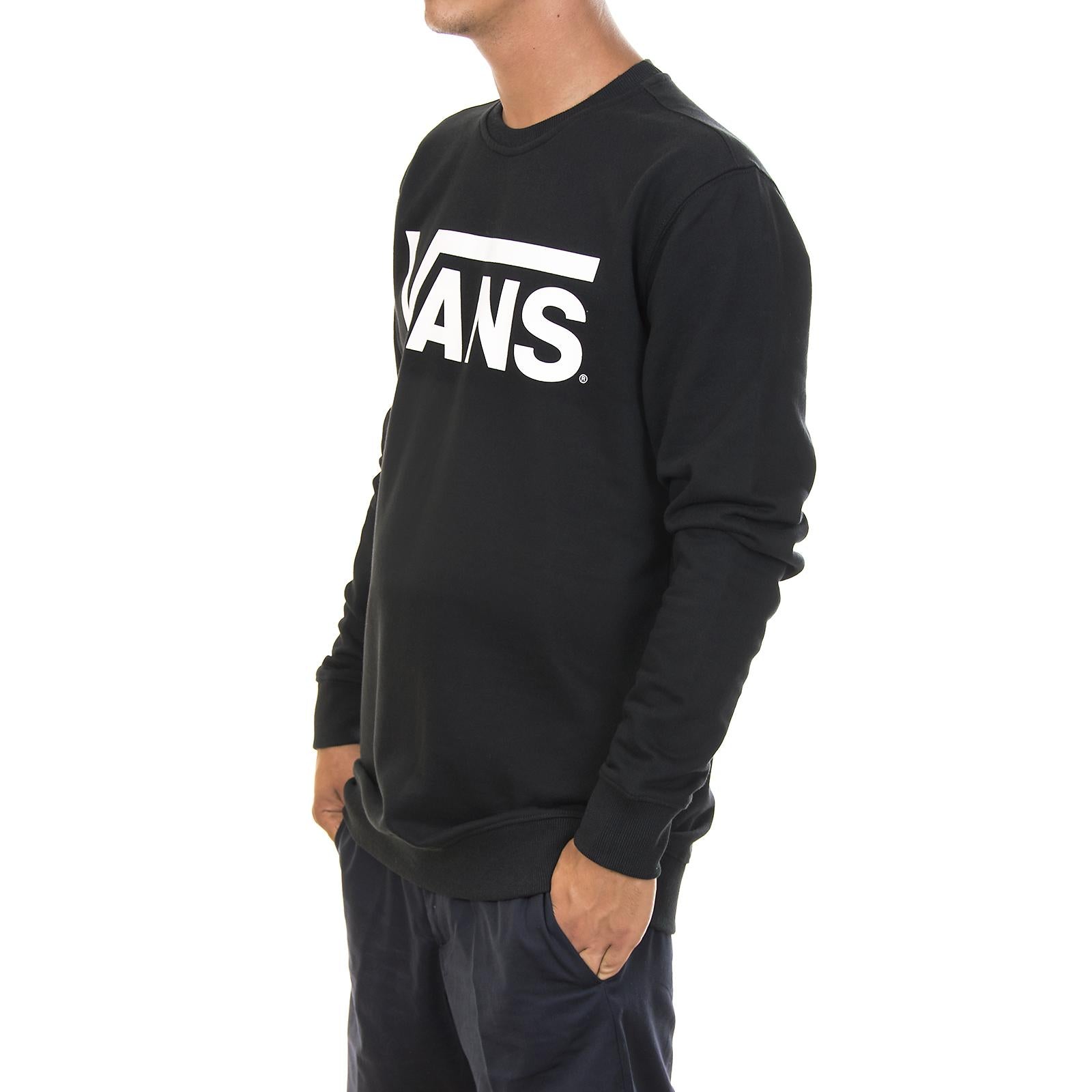 Mn Classic Crew Swwat - Black / White - Felpa Girocollo Uomo Nera V00YX0Y28  VANS 