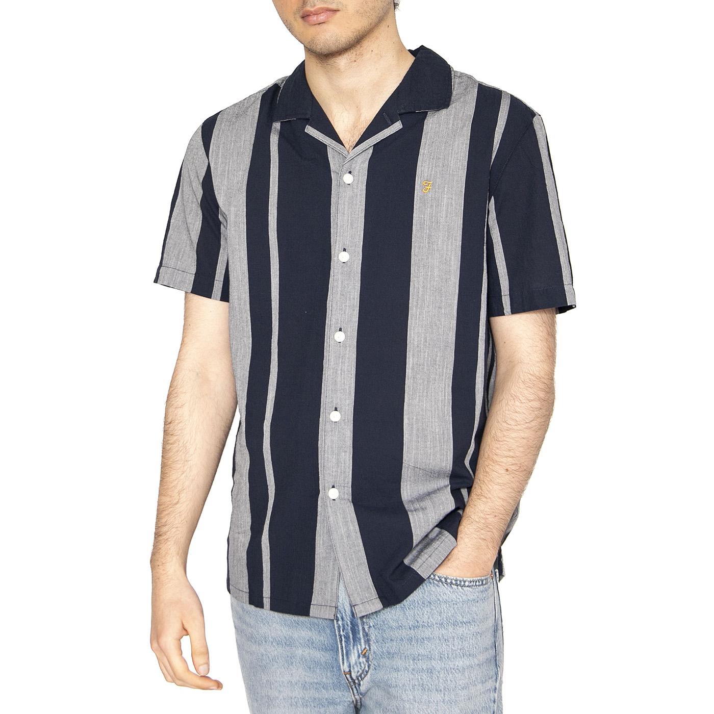 Alton SS Stripe Rev True Navy - Camicia Maniche Corte Uomo Multicolore F4WSF048412  FARAH 