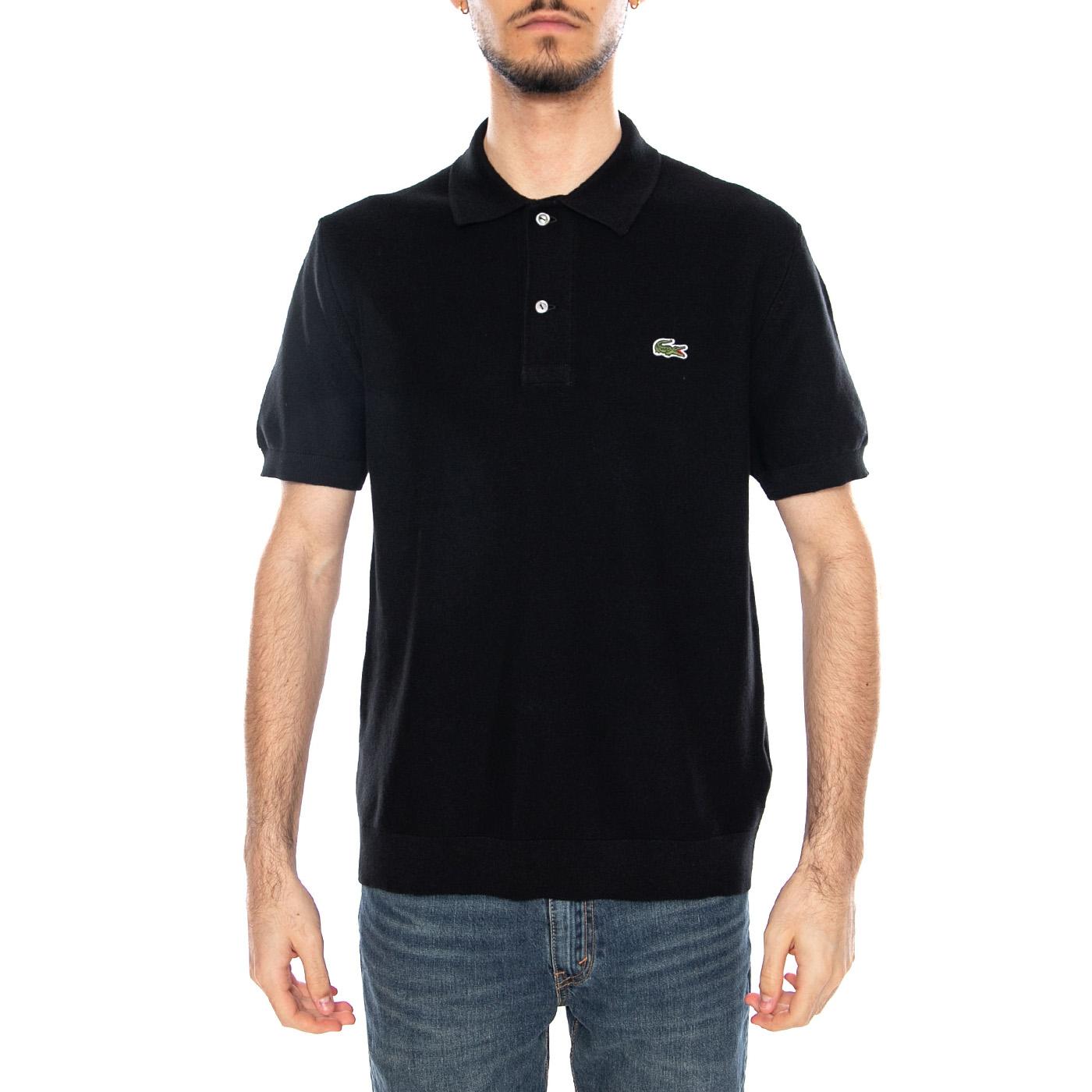 Polo Bouclé Classic Fit - Polo Uomo Nera con logo Lacoste AH1043 031 LACOSTE 