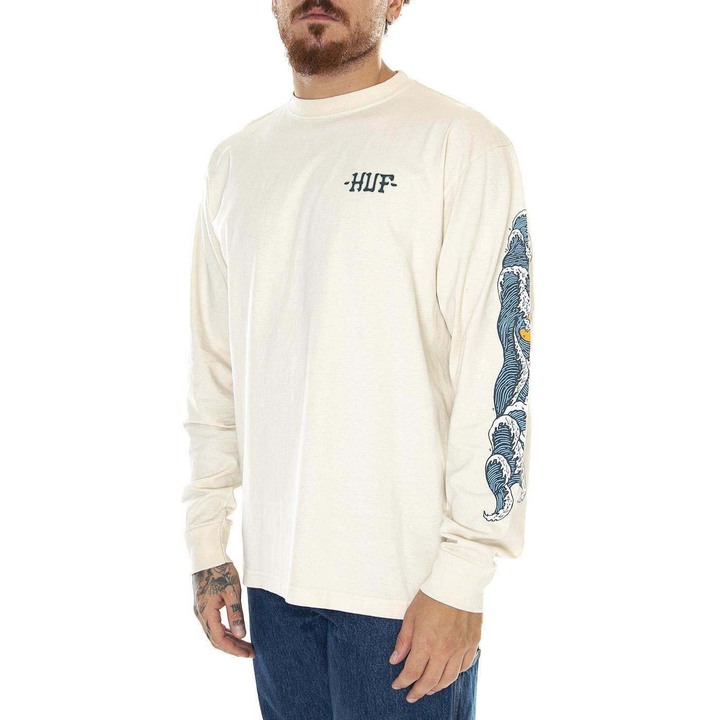 Rogue Wave L/S Tee Bone - Maglietta Girocollo Maniche Lunghe Uomo Beige TS02098-BONE  HUF 