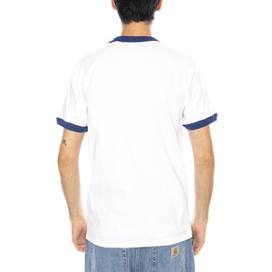 S/S Connection Script Ringer T-S White / Wolfsbane - Maglietta  Girocollo Uomo Bianca I035429.3DL4G  CARHARTT WIP 