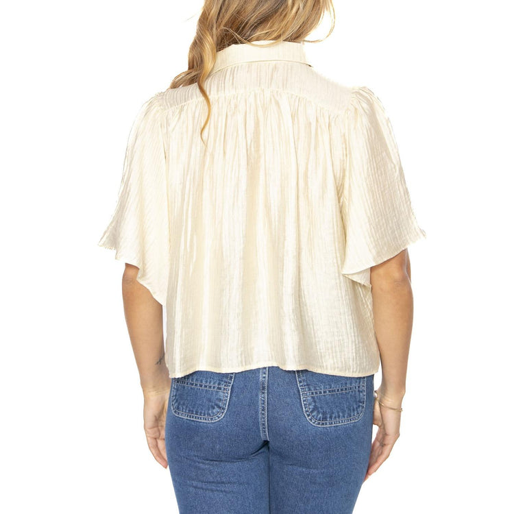 Camisa fluida manga corta blanca - Camicia Maniche Corte Donna Beige 51W/11206  WILD PONY 