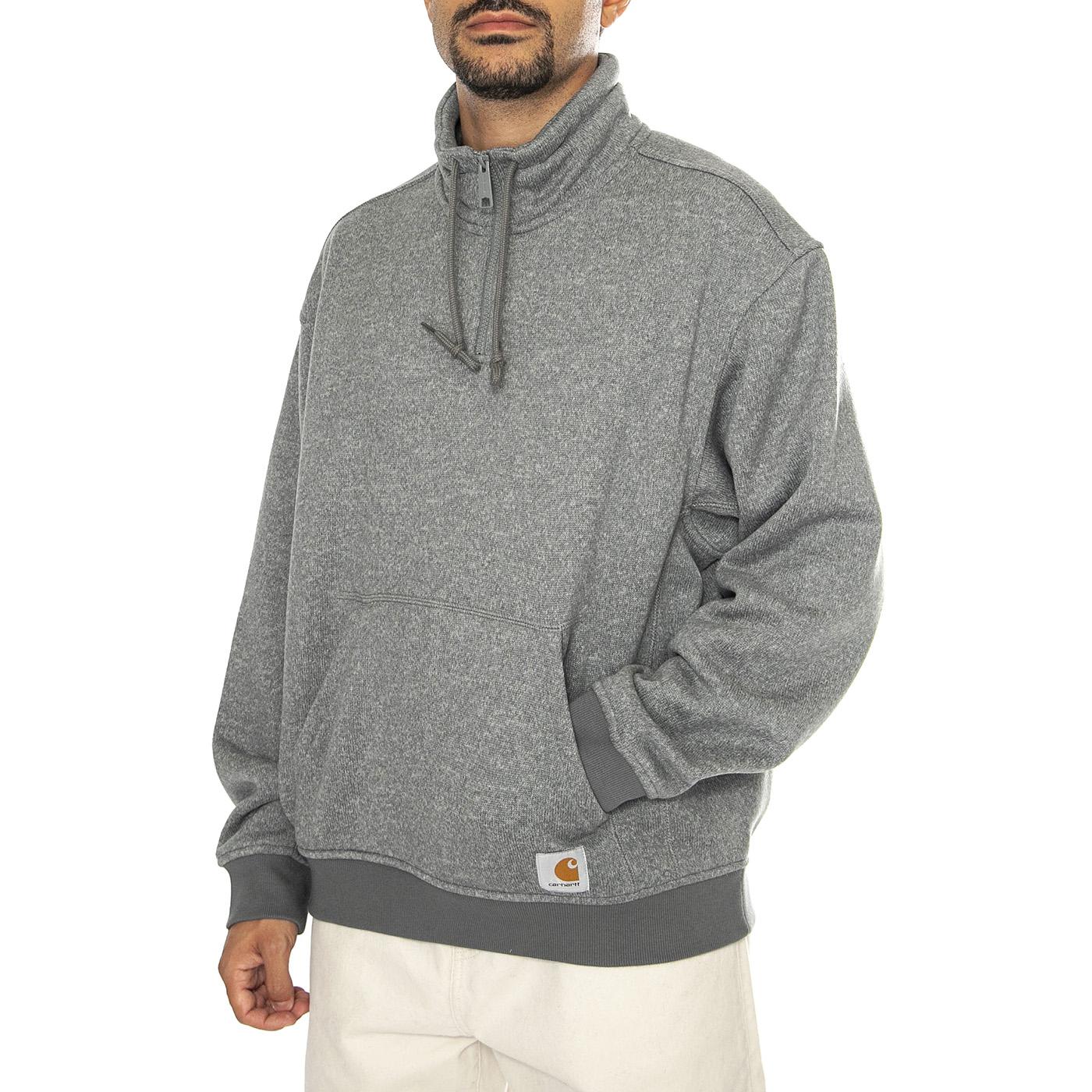 Luther Half Zip Sweat Misty Grey Heather - Felpa Collo Alto Uomo Grigia I033990.2H9XX  CARHARTT WIP 