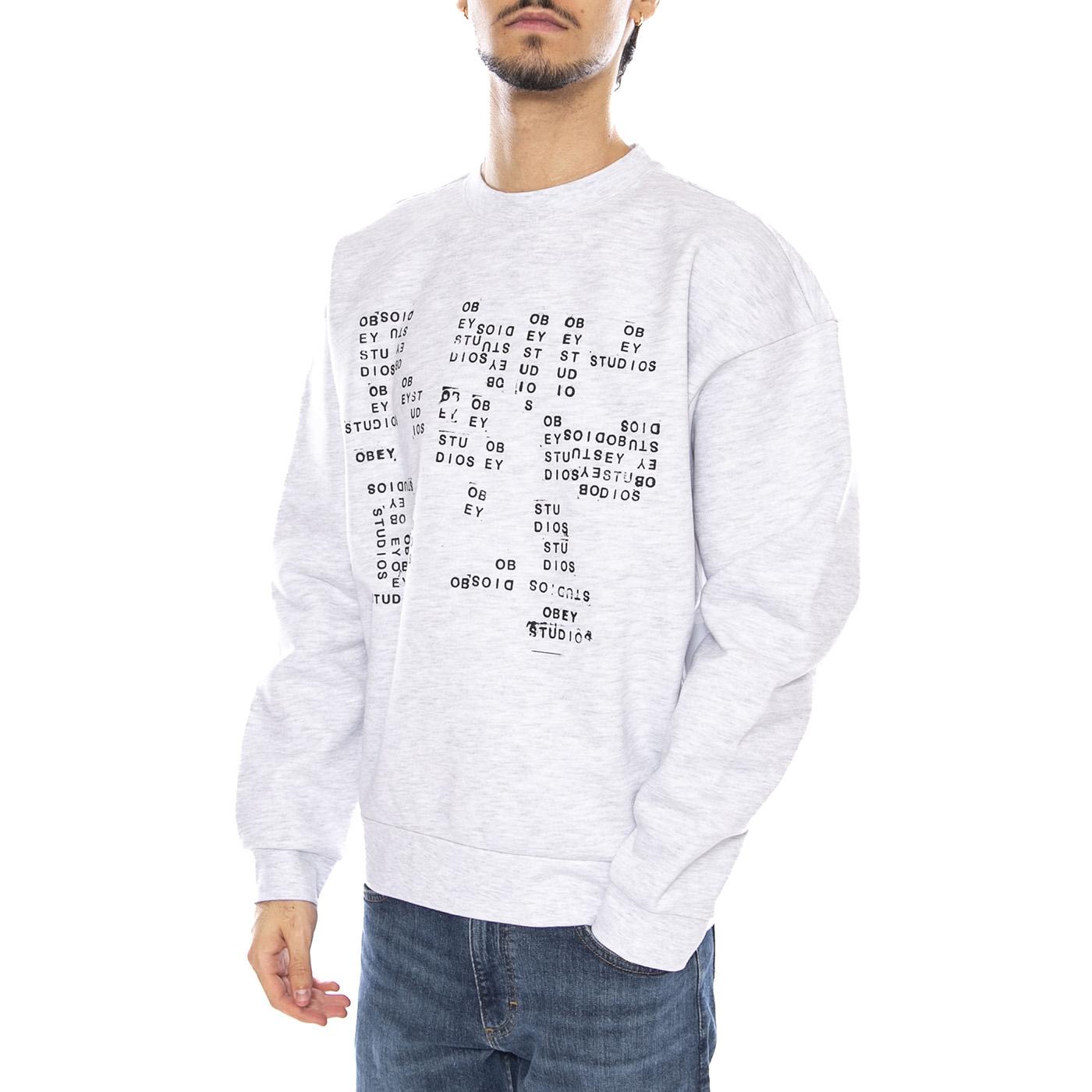 Studios Stamp Extra Heavy Crew Fleece Light Grey - Felpa Girocollo Uomo Grigia 112480253 AGRY OBEY 