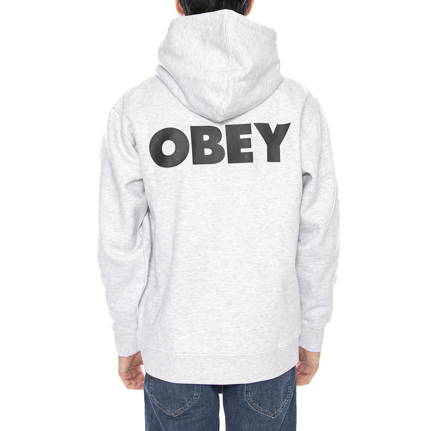 Obey Bold Hood Fleece Heather Grey - Felpa con Cappuccio Uomo Grigia 112842349 HEA OBEY 