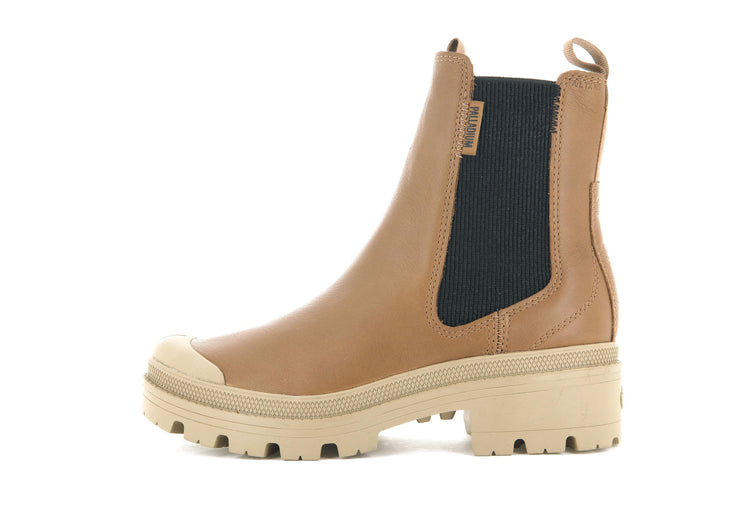 Pallabase Chelsea Leather Dear Brown - Scarpe Stringate Profilo Alto Donna Marroni PAS97970-252-M  PALLADIUM 