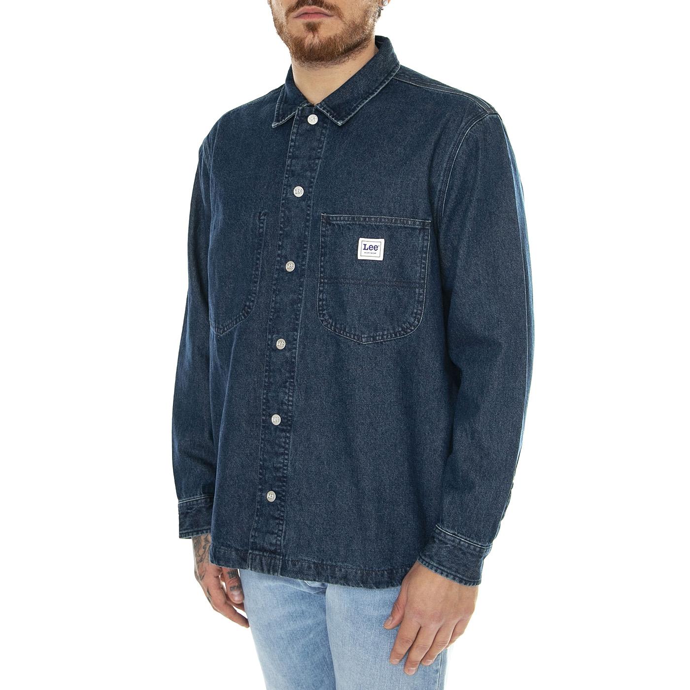 Loose Workwear Overshirt Mid Denim Blue - Camicia Denim Jeans Uomo Blu 112349344  LEE 