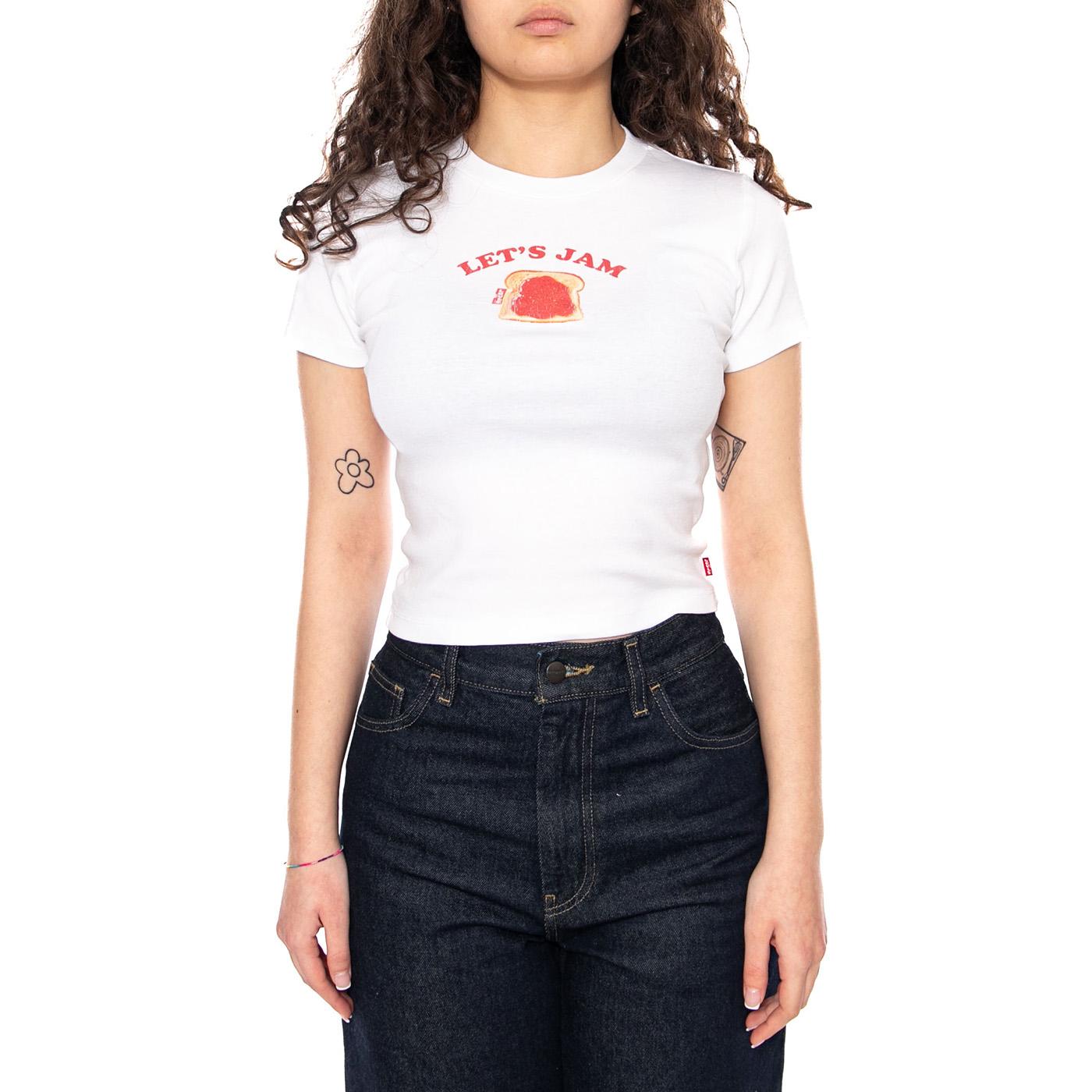 GR Essential Sporty Tee - Lets Jam Bright White - Maglietta Girocollo Donna Bianca A8798 0084 LEVIS 