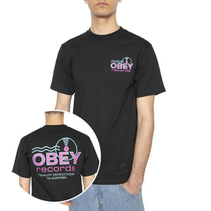Obey Record Sound Waves Tee Black - Maglietta Girocollo Uomo Nera 165264050-BLK  OBEY 
