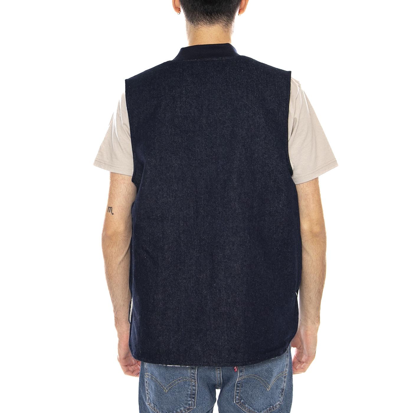 Builders Abraham Rev Vest -- Gilet Uomo Reversibile Rinse Denim Sherpa 03412 RNDNS BRIXTON 