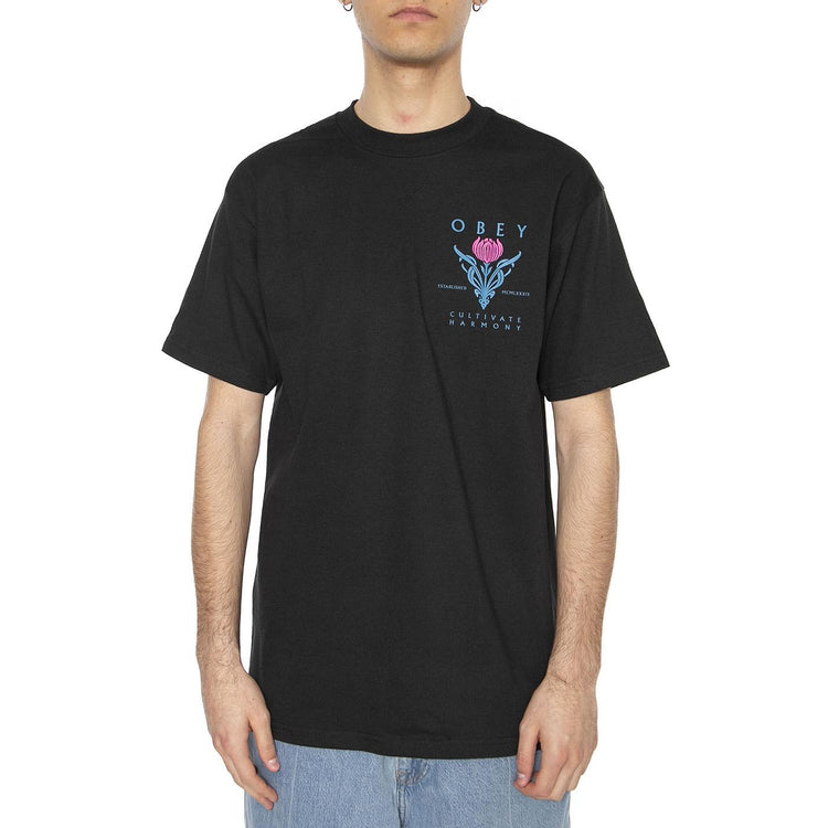 Obey Cultivate Harmony Classic Tee Black - Maglietta Girocollo Uomo Nera 165263796-BLK  OBEY 