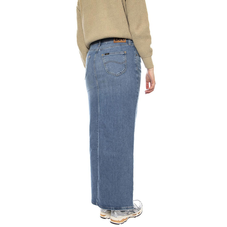 Back Slit Maxi Skirt Violet Bloom -- Gonna Lunga Donna Blu 112370883 . LEE 