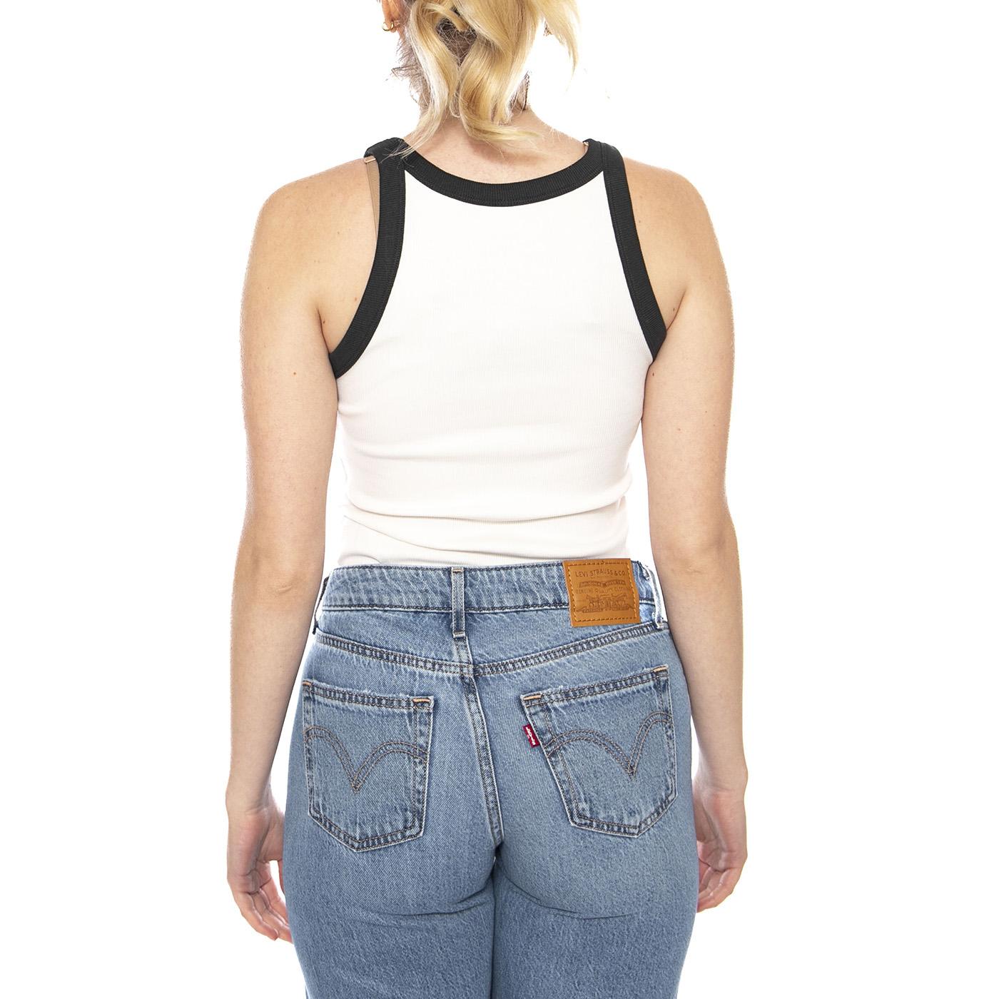 GR Essential Racer Tank - Archival Boots Sugar Swizzle / Pirate Black - Canotta Donna Bianca 003QP 0010 LEVIS 