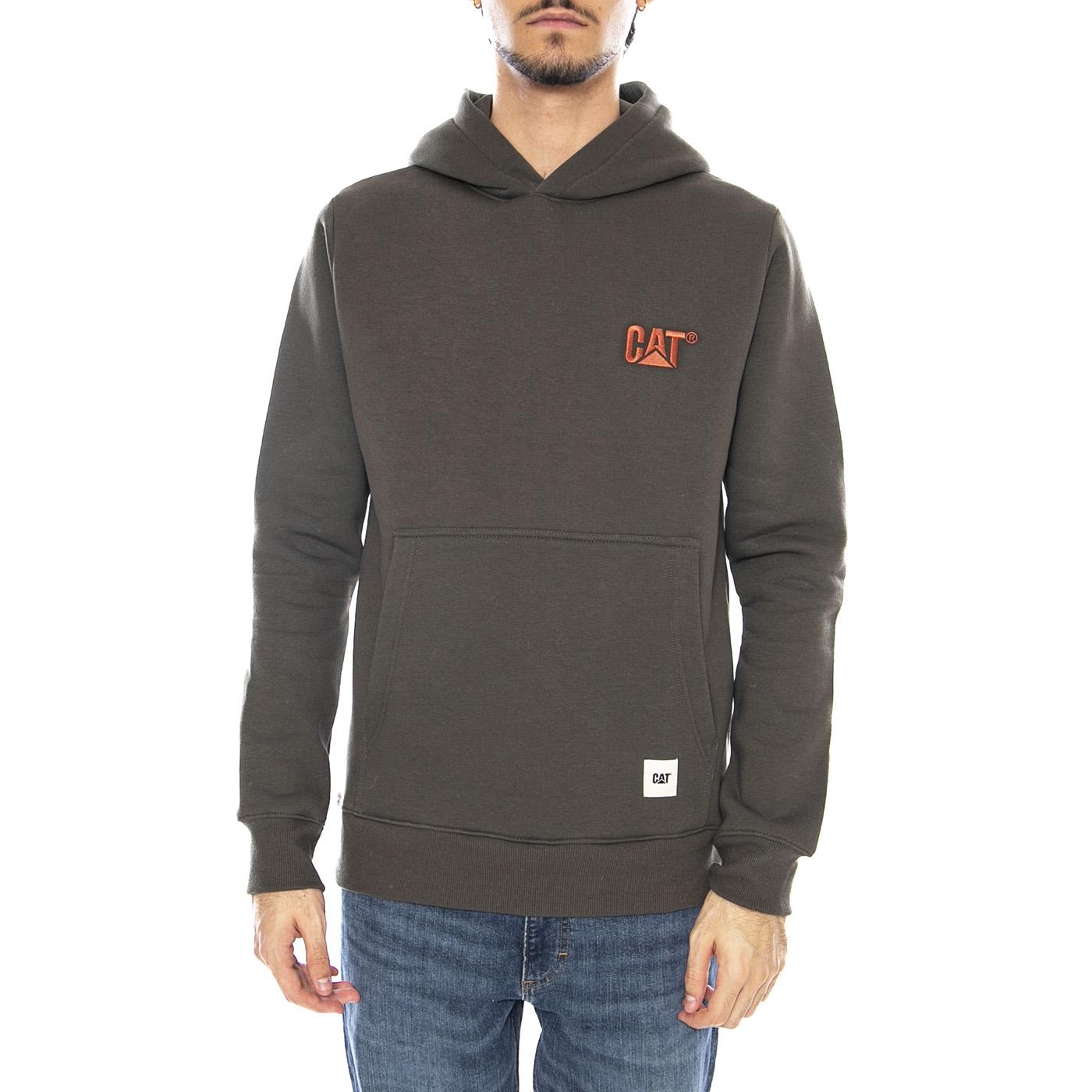 Logo Hoodie Military Olive - Felpa con Cappuccio Uomo Verde 6050193 12365 CAT 