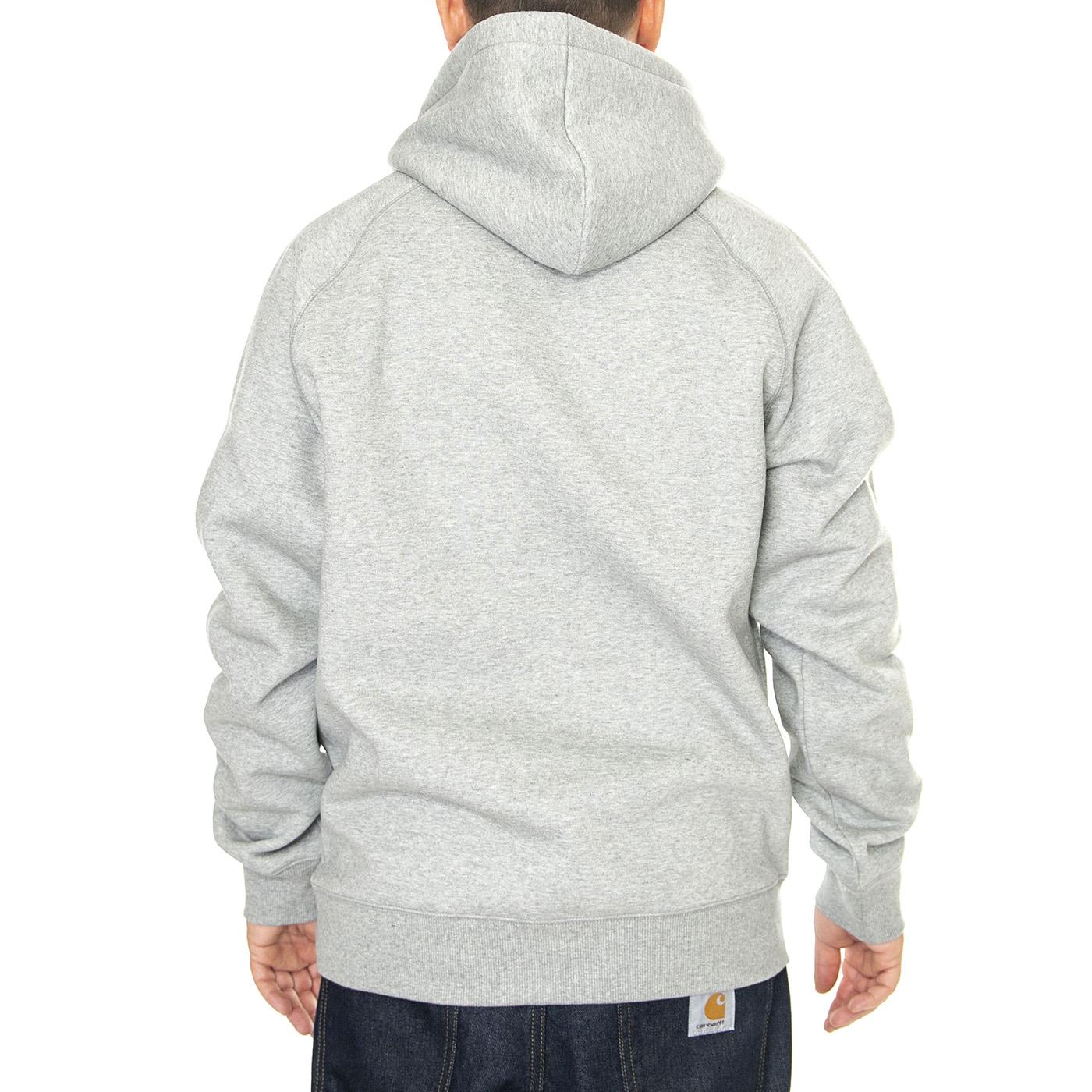 Hooded Chase Sweat Grey Heather / Gold - Felpa con Cappuccio Uomo Grigia I033661.00MXX  CARHARTT WIP 