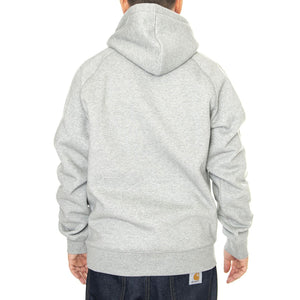 Hooded Chase Sweat Grey Heather / Gold - Felpa con Cappuccio Uomo Grigia I033661.00MXX  CARHARTT WIP 