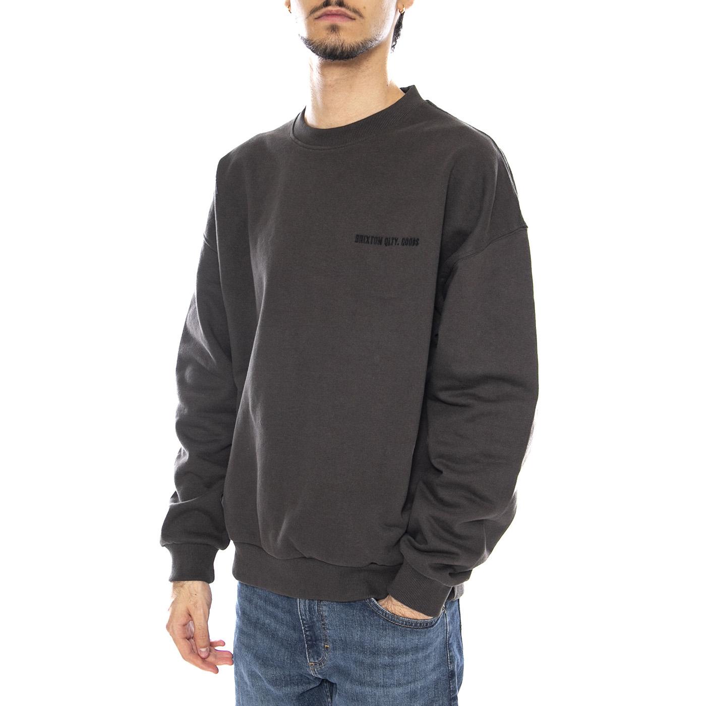 Embroidered Heavy Weight Crew Washed Black - Felpa Girocollo Uomo Nera 22696 WABLK BRIXTON 