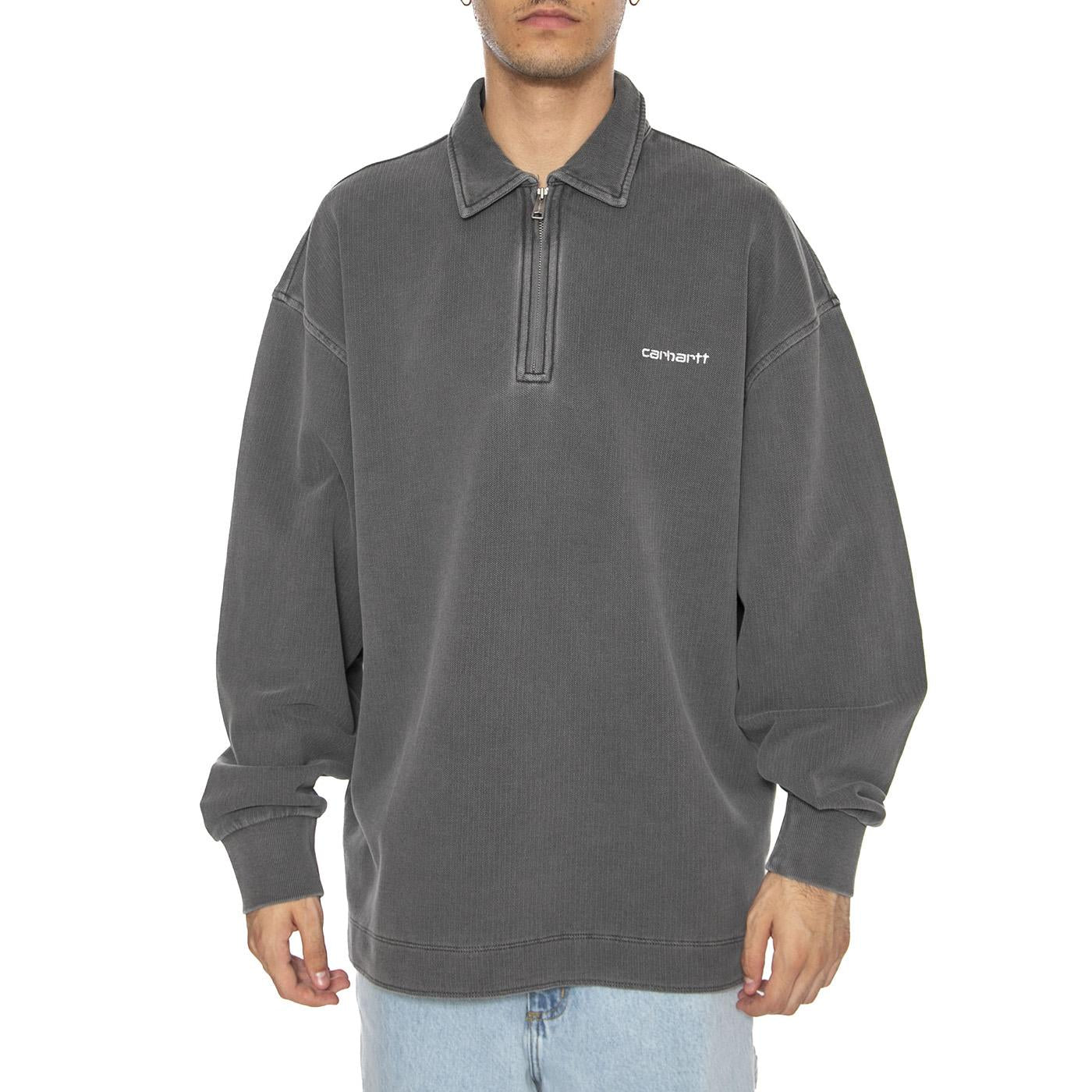 Piqué Script Sweat Black / White - Felpa Uomo Grigia I035188.0D2GD  CARHARTT WIP 